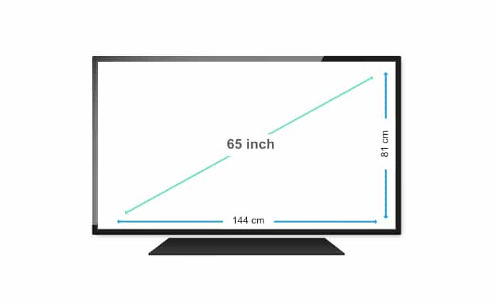 65 inch tv dimensions cm