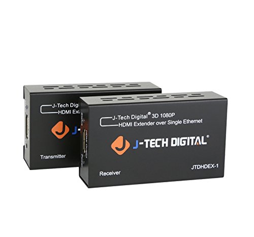 J-Tech Digital HDMI Extender von Single Cat 5E/6/7 Full HD 1080P mit Deep Color, EDID Copy, Dolby Digital/DTS