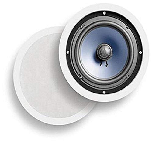 Polk Audio RC80i 2-Wege-Premium-Decken-8 "Runde Lautsprecher, 2er Set Perfekt für feuchte und feuchte Innen- / Außenplatzierung - Bad, Küche, überdachte Veranden (weiß, lackierbares Gitter)